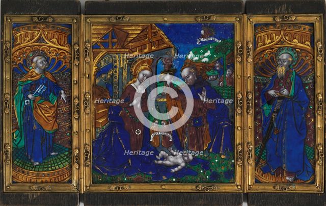 The Nativity with St Peter and St Paul, c.1500. Creator: Workshop of the Master of the Triptych of Louis XII.