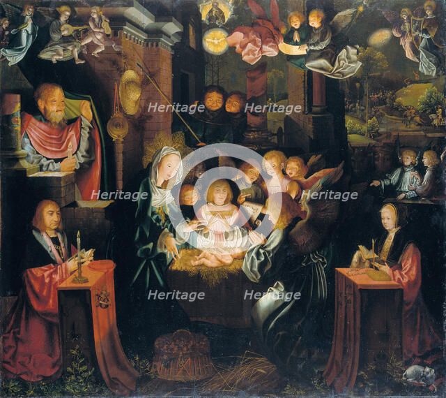 The Nativity with the donors Peter von Clapis and Bela Bonenberg, 1516. Creator: Bartholomaeus Bruyn the Elder.