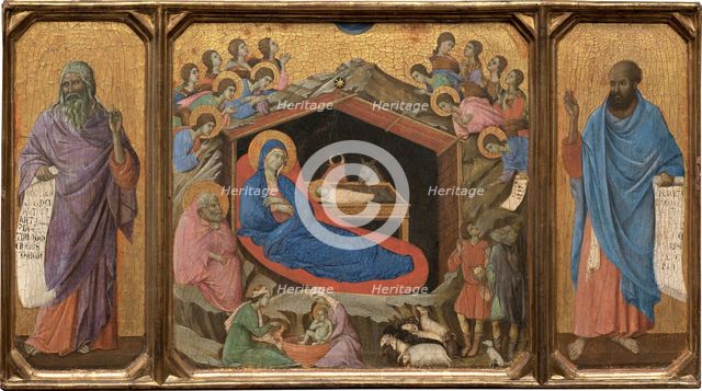 The Nativity with the Prophets Isaiah and Ezekiel, 1308-1311. Creator: Duccio di Buoninsegna.