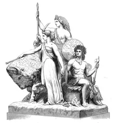 The National Memorial to the Prince Consort: "America," by John Bell,1872. Creator: Unknown