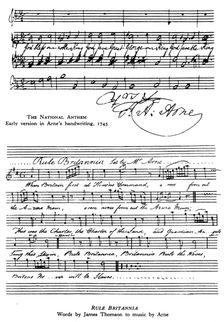 The National Anthem and Rule, Britannia 18th century. Artist: Thomas Arne