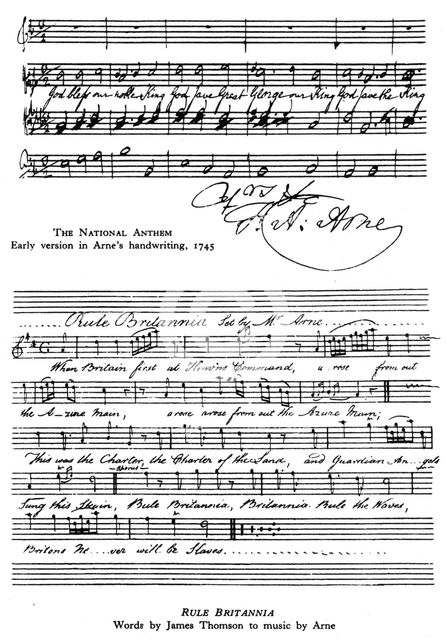 The National Anthem and 'Rule, Britannia', 18th century. Artist: Thomas Arne
