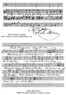 The National Anthem and Rule, Britannia 18th century. Artist: Thomas Arne