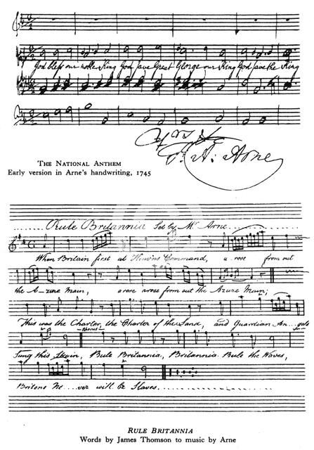 The National Anthem and 'Rule, Britannia', 18th century. Artist: Thomas Arne