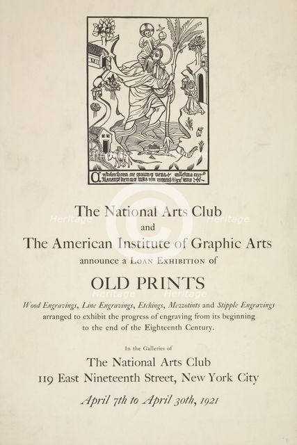 The national arts club and the American institute of graphic arts [..] exhibition of old..., c1921. Creator: Unknown.