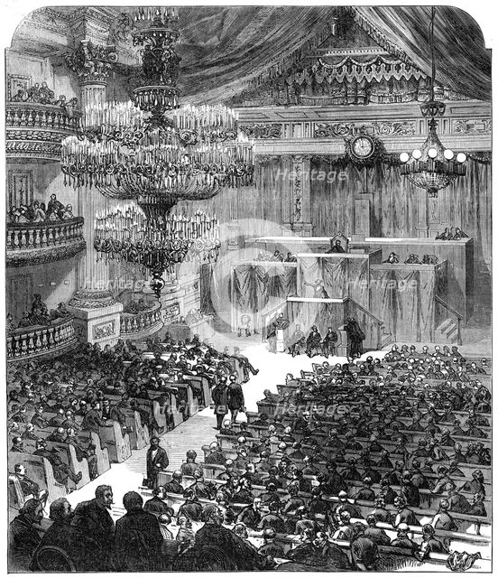 The National Assembly at Bordeaux discussing the terms of peace, 1871. Creator: Unknown.