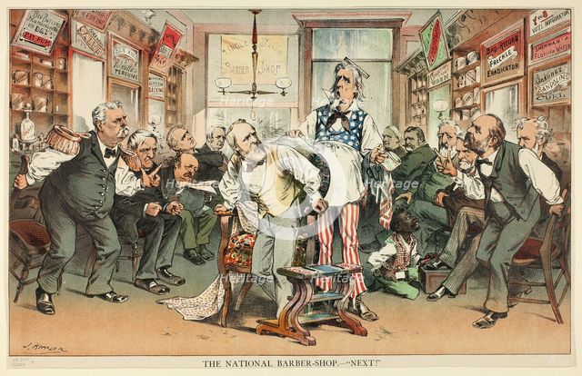 The National Barber Shop - Next, n.d. Creator: Joseph Keppler.