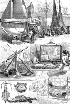 The National Fisheries Exhibition at Norwich: models of lifeboat, fishing apparatus, etc, 1881. Creator: W. P.