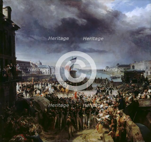 The National Guard of Paris leaves for the Army, September 1792. Artist: Cogniet, Léon (1794-1880)