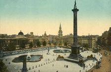 The National Gallery and Nelson's Column, Trafalgar Square, London, c1910. Creator: Unknown