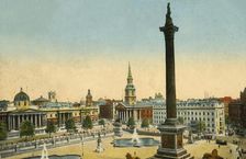 The National Gallery and Nelson's Column, Trafalgar Square, London, c1910. Creator: Unknown