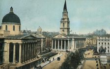 The National Gallery and St Martin in the Fields, Trafalgar Square, London, c1910. Creator: Unknown
