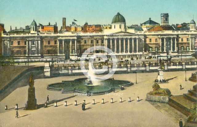 The National Gallery and Trafalgar Square, London, c1910.  Creator: Unknown.