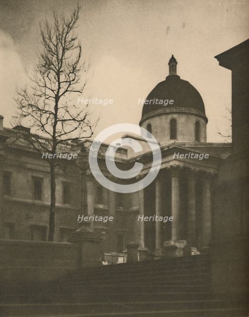 'The National Gallery from the Terrace Steps of Trafalgar Square', c1935. Creator: Walter Benington.