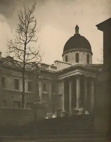 The National Gallery from the Terrace Steps of Trafalgar Square c1935. Creator: Walter Benington
