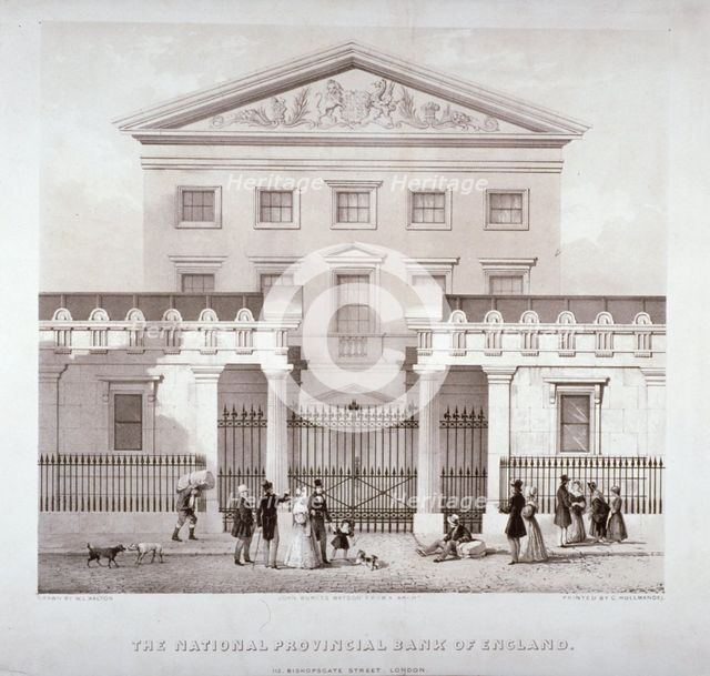 The National Provincial Bank at no 112 Bishopsgate Street, City of London, c1840. Artist: Anon