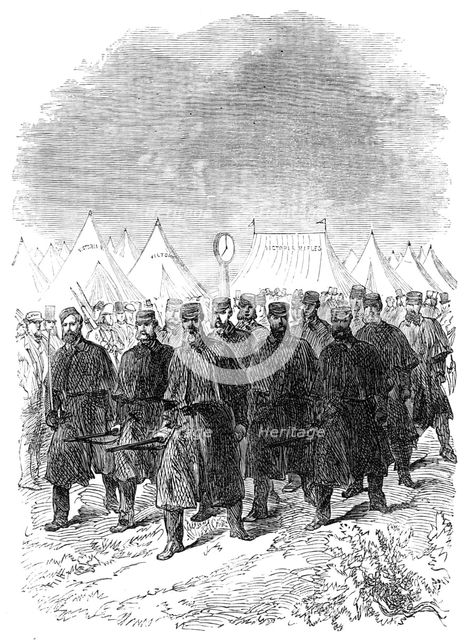 The National Rifle Association prize meeting at Wimbledon: the picket going camp rounds, 1865. Creator: Unknown.
