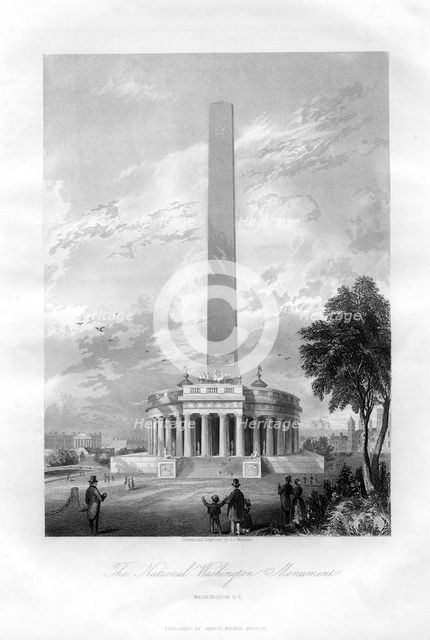 The National Washington Monument, Washington DC, USA, 1855.Artist: AC Warren