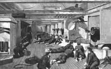 'The Naval Manoeuvers - Firing of one of the Big Guns by Electricity 1890. Creator: Unknown