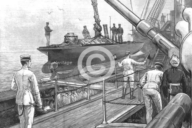 ''The Naval Manoeuvers; "Out Torpedo Boat" whilst under way', 1890. Creator: Unknown.