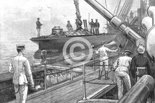 ''The Naval Manoeuvers; "Out Torpedo Boat" whilst under way', 1890. Creator: Unknown.