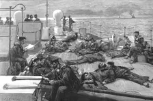 'The Naval Manoeuvers - Life of a Blue Jacket on board HMS "Conqueror"; Jack's Siesta 1890. Creator: Charles Joseph Staniland