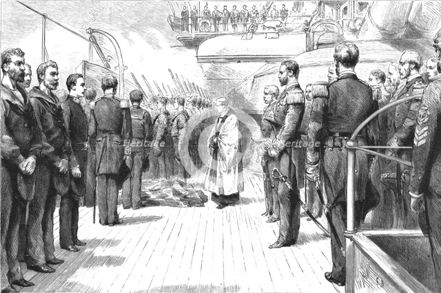 ''The Naval Manoeuvres - with the Northern Fleet; A Man-of-War Funeral at Sea', 1891. Creator: Unknown.