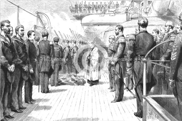 ''The Naval Manoeuvres - with the Northern Fleet; A Man-of-War Funeral at Sea', 1891. Creator: Unknown.