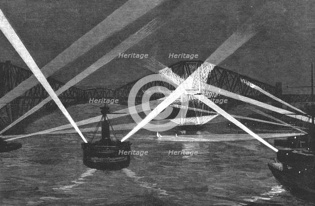 'The Naval Manoeuvres - with the Northern Fleet; Searching the Forth Road Bridge', 1891. Creator: Unknown.