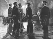 'The Naval Manoeuvres - Torpedo Drill on board an Ironclad: Ready ! 1891. Creator: Charles Joseph Staniland