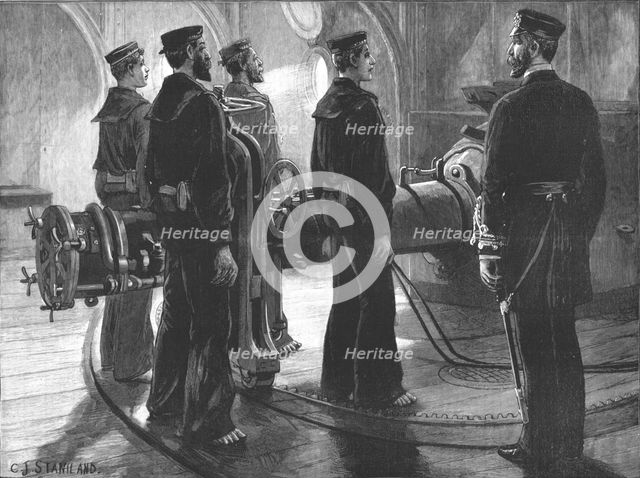 ''The Naval Manoeuvres - Torpedo Drill on board an Ironclad: Ready !', 1891. Creator: Charles Joseph Staniland.