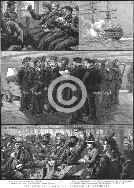''The Naval Mobilisation, "A" Squadron at Portsmouth', 1888. Creator: Charles Joseph Staniland.
