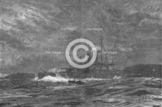 ''The Naval Mobilisation, H.M.S. Rodney running the Blockade', 1888. Creator: William Lionel Wyllie.