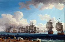 The Naval Battle of Chesma on 5 July 1770 18th century. Artist: Jacob Philip Hackert