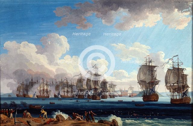 'The Naval Battle of Chesma on 5 July 1770', 18th century.  Artist: Jacob Philip Hackert