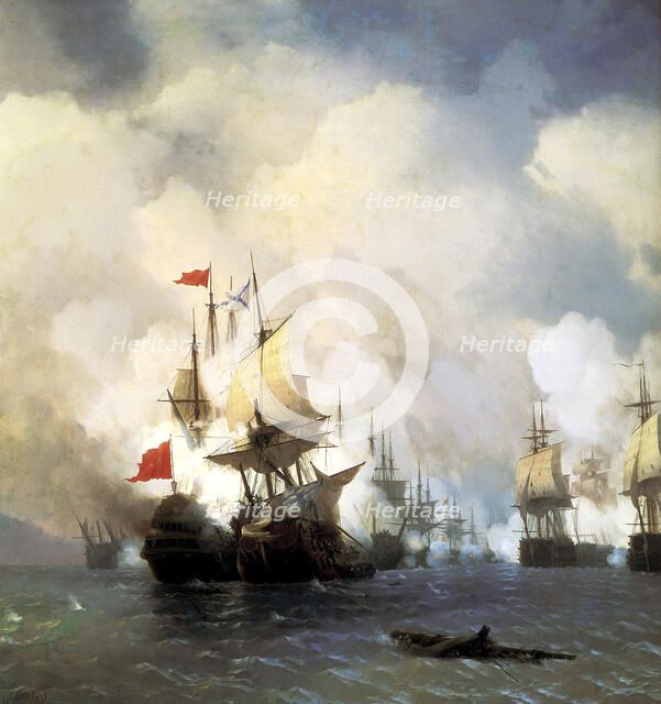 The Naval Battle of Chesma on 5th July 1770', 1848.  Creator: Aivazovsky, Ivan Konstantinovich (1817-1900).