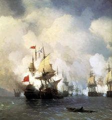 The Naval Battle of Chesma on 5th July 1770 1848. Creator: Aivazovsky, Ivan Konstantinovich (1817-1900)