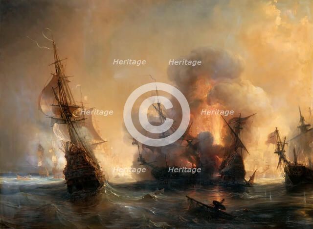 The Naval Battle of Lagos on 27 June 1693. Artist: Gudin, Théodore (1802-1880)