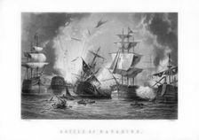 The naval Battle of Navarino, 20th October 1827, (1893).Artist: J Godfrey