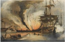 The Naval Battle of Navarino on 20 October 1827. Artist: Reinagle, George Philip (1802-1835)