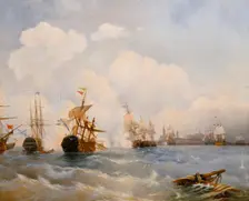 The naval Battle of Reval on 13 May 1790, 1860s. Artist: Bogolyubov, Alexei Petrovich (1824-1896)
