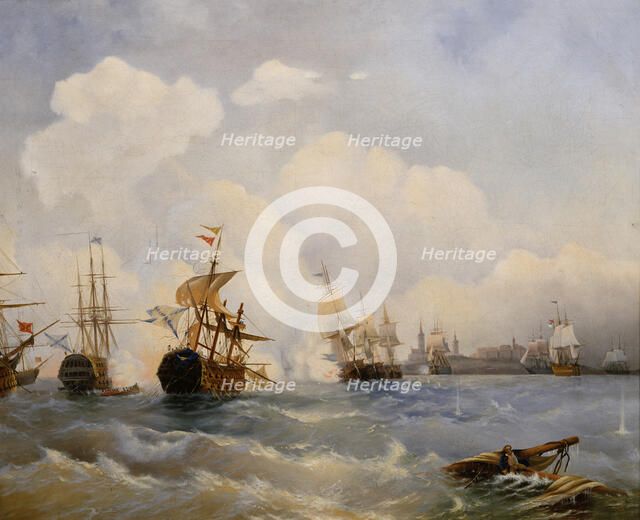 The naval Battle of Reval on 13 May 1790, 1860s. Artist: Bogolyubov, Alexei Petrovich (1824-1896)
