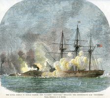 The naval combat in Mobile Harbour Alabama, American Civil War, 5 August 1864