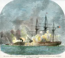 The naval combat in Mobile Harbour Alabama, American Civil War, 5 August 1864