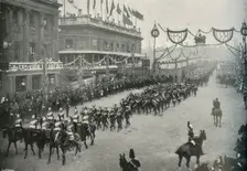 The Naval Contingent Crossing London Bridge into Southwark London, 1897. Artist: E&S Woodbury