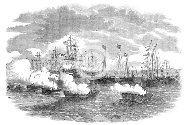 The Naval Review: the Signal for the Gun-Boat Attack, 1856.  Creator: Ebenezer Landells.