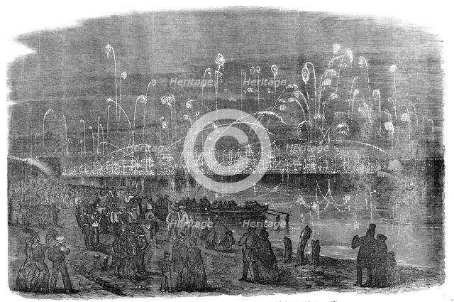 The Naval Review: Illumination of the Fleet - drawn by R. Leitch, 1856.  Creator: Unknown.