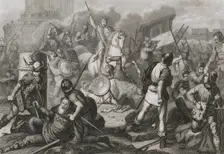 The Navarrese shake off the French yoke, Spain. Middle Ages, 1853. Creator: Antonio Roca Sallent