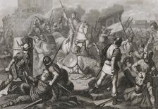 The Navarrese shake off the French yoke, Spain. Middle Ages, 1853. Creator: Antonio Roca Sallent