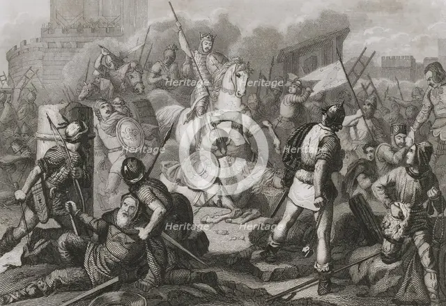 The Navarrese shake off the French yoke, Spain. Middle Ages, 1853. Creator: Antonio Roca Sallent.